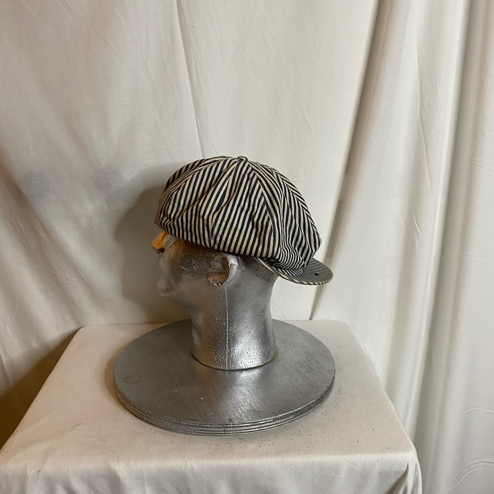 Vintage POLO RALPH LAUREN hickory Striped Blue and White Newsboy Cap size S/M - Picture 6 of 8